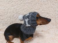Snood hat wool for dogs with bones and pompom - warm dog ears wool hat-dachshund clothes snood hat with bones