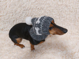 Snood hat wool for dogs with bones and pompom - warm dog ears wool hat-dachshund clothes snood hat with bones