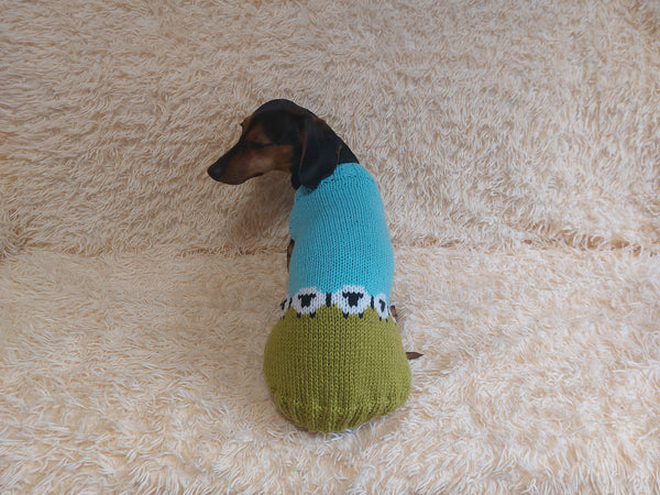Pet clothes with sheep dog sweater with sheep, sheep dachshund clothes jumper