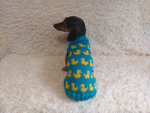 Dog clothes jumper with ducks-Clothes for dogs sweater with ducks, jumper with ducks for dachshund