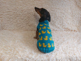 Dog clothes jumper with ducks-Clothes for dogs sweater with ducks, jumper with ducks for dachshund