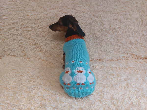 Ducks Pet Clothes Dog Sweater with Ducks, Duck Dachshund Clothes Jumper