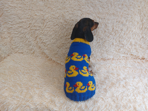 Dog clothes jumper with ducks-Clothes for dogs sweater with ducks, jumper with ducks for dachshund