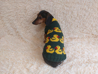 Dog clothes jumper with ducks-Clothes for dogs sweater with ducks, jumper with ducks for dachshund