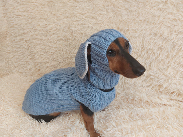 Alpaca Wool Rabbit Pet Costume and Hat with Ears--Sweater and Hat Set with Dog Ears