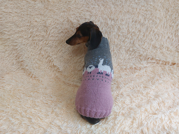 Alpaca wool clothes dog sweater with llama and sheep