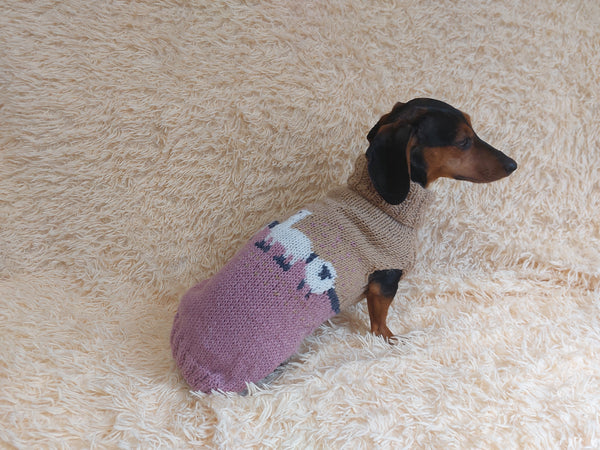 Alpaca wool clothes dog sweater with llama and sheep