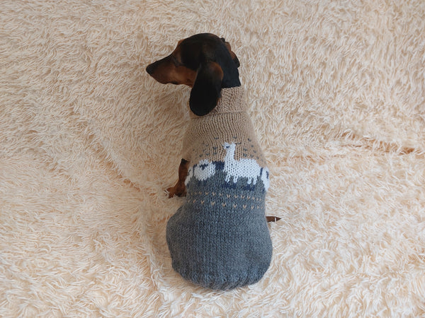 Alpaca wool clothes dog sweater with llama and sheep