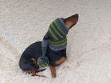 Knitted hat with pom pom for dogs, dachshund hat