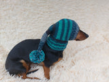 Wiener Knitted Elf Hat with Pompom, hat elf for dachshund