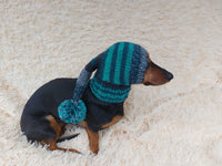 Wiener Knitted Elf Hat with Pompom, hat elf for dachshund