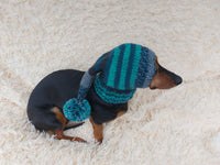 Wiener Knitted Elf Hat with Pompom, hat elf for dachshund