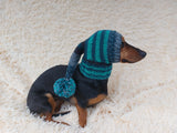 Wiener Knitted Elf Hat with Pompom, hat elf for dachshund