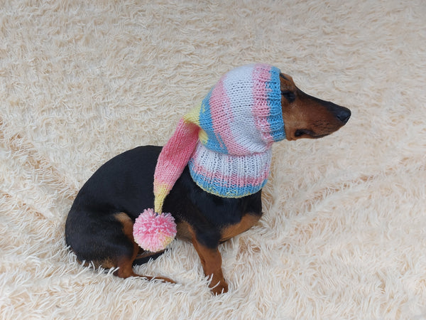 Santa Hat for Dog with Pompom, Christmas Santa Hat for Dachshund or Small Dog with Pompom, Dog Christmas Hat, Santa Dog Hat, Elf Dog Outfit
