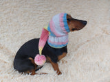 Santa Hat for Dog with Pompom, Christmas Santa Hat for Dachshund or Small Dog with Pompom, Dog Christmas Hat, Santa Dog Hat, Elf Dog Outfit