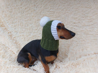 Knitted Dachshund Santa Hat: Wool Blend Christmas Dog Costume