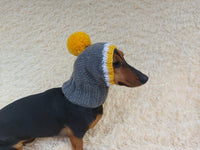 Monkey pet hat with big pompom, warm winter dog hat with pompom