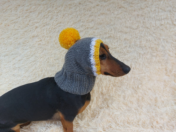 Monkey pet hat with big pompom, warm winter dog hat with pompom