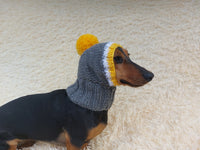 Monkey pet hat with big pompom, warm winter dog hat with pompom