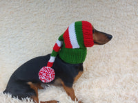 Knitted Wool Blend Santa Hat for Dog: Dachshund Christmas Costume