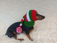 Knitted Wool Blend Santa Hat for Dog: Dachshund Christmas Costume