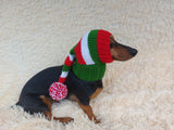 Knitted Wool Blend Santa Hat for Dog: Dachshund Christmas Costume