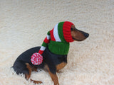 Knitted Wool Blend Santa Hat for Dog: Dachshund Christmas Costume