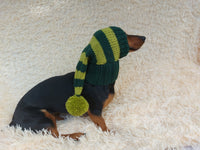 Knitted Wool Blend Santa Hat for Dog: Dachshund Christmas Costume