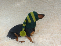 Knitted Wool Blend Santa Hat for Dog: Dachshund Christmas Costume