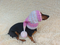 Knitted Christmas Elf Dog Hat: Wool Blend Winter Pet Costume