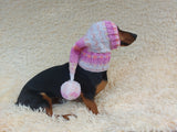 Knitted Christmas Elf Dog Hat: Wool Blend Winter Pet Costume