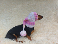 Knitted Christmas Elf Dog Hat: Wool Blend Winter Pet Costume