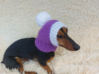 Knitted Dachshund Santa Hat: Wool Blend Christmas Dog Costume