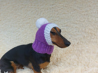 Knitted Dachshund Santa Hat: Wool Blend Christmas Dog Costume