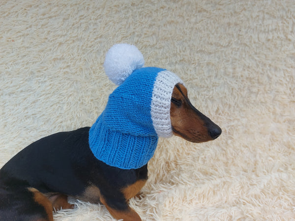 Knitted Dachshund Santa Hat: Wool Blend Christmas Dog Costume