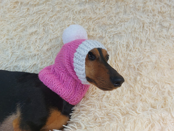 Knitted Dachshund Santa Hat: Wool Blend Christmas Dog Costume