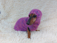 Mohair Dog Sweater and Hat Set: Warm Winter Dachshund Suit