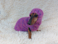 Mohair Dog Sweater and Hat Set: Warm Winter Dachshund Suit