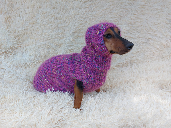 Mohair Dog Sweater and Hat Set: Warm Winter Dachshund Suit