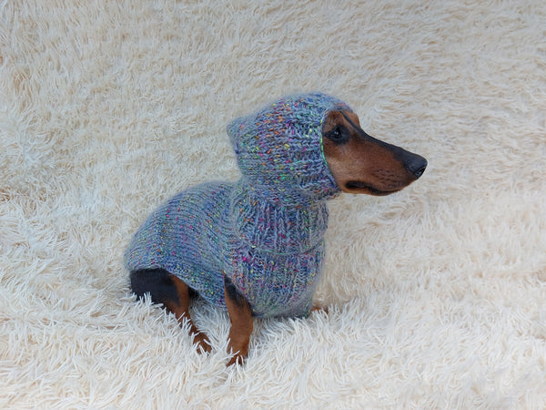 Mohair Dog Sweater and Hat Set: Warm Winter Dachshund Suit