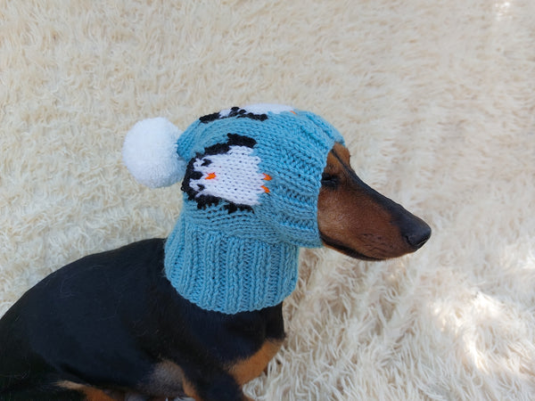 Christmas hat with penguins for dog