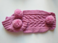 Rabbit dog costume sweater and hat with pom poms, easter clothes costume rabbit bunny with pom poms