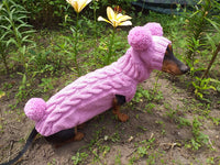 Rabbit dog costume sweater and hat with pom poms, easter clothes costume rabbit bunny with pom poms