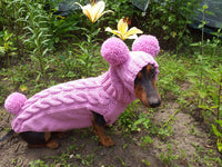 Rabbit dog costume sweater and hat with pom poms, easter clothes costume rabbit bunny with pom poms