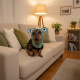 Snood hat for dog frog, dachshund snood frog