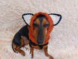 Fox dog clothes hat snood, dachshund snood fox