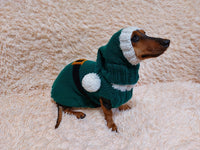 Santa costume for dachshunds, christmas dachshund santa costume hat and sweater