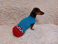 Christmas red sweater with deer for dachshund dog, Christmas dog jumper, christmas dog clothes