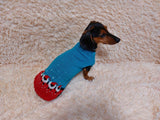 Christmas red sweater with deer for dachshund dog, Christmas dog jumper, christmas dog clothes