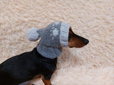 Paws clothes hat for dachshund or small dog,hat print paws with pom pom for dog,clothes with paws for dogs